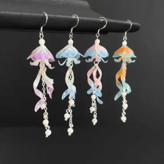 Jellyfish Earrings Fairycore Beach Jewelry Shimmery Jelly Fish Earrings Ocean Sea Themed Fairy Jewelry For Her Resin Glass-like Jellyfish