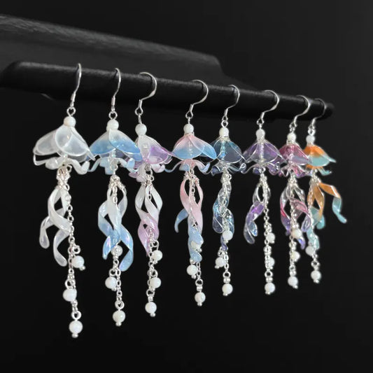 Jellyfish Earrings Fairycore Beach Jewelry Shimmery Jelly Fish Earrings Ocean Sea Themed Fairy Jewelry For Her Resin Glass-like Jellyfish