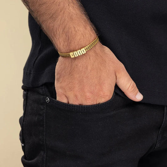 Father Gift, Custom Gold Bracelet For Dad With Kids Name, Personalize Daddy Bracelet, Family Jewelry, Famliy Name Bracelet, Christmas Gift