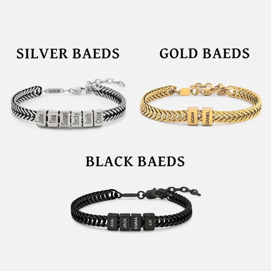 Father Gift, Custom Gold Bracelet For Dad With Kids Name, Personalize Daddy Bracelet, Family Jewelry, Famliy Name Bracelet, Christmas Gift